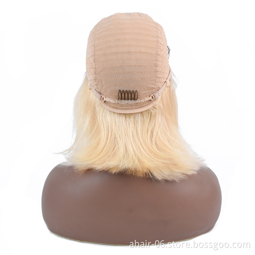 Cheap And Hot Sell T Lace 10A Grade 613 Color Straight Bob Wigs 10-16 Inch Brazilian Hair Wholesale In Stock,100% Human Hair
